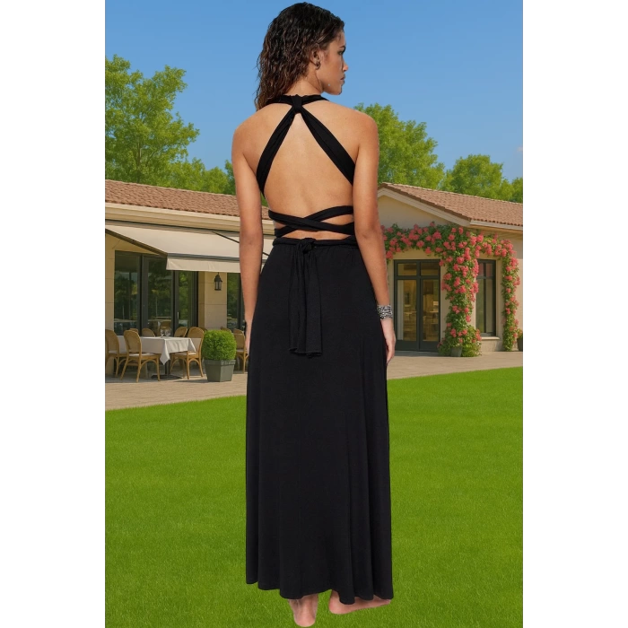 Şık Maxi Örme Elbise Polyester Karışımlı Yazlık Plaj Elbisesi Premium Kalite Günlük Kullanım İçin