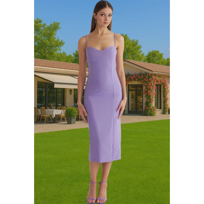 Şık Midi Boy Bodycon Abiye Elbise Dokuma Kumaştan Mezuniyet İçin Premium Kalite Özenle Seçilmiş