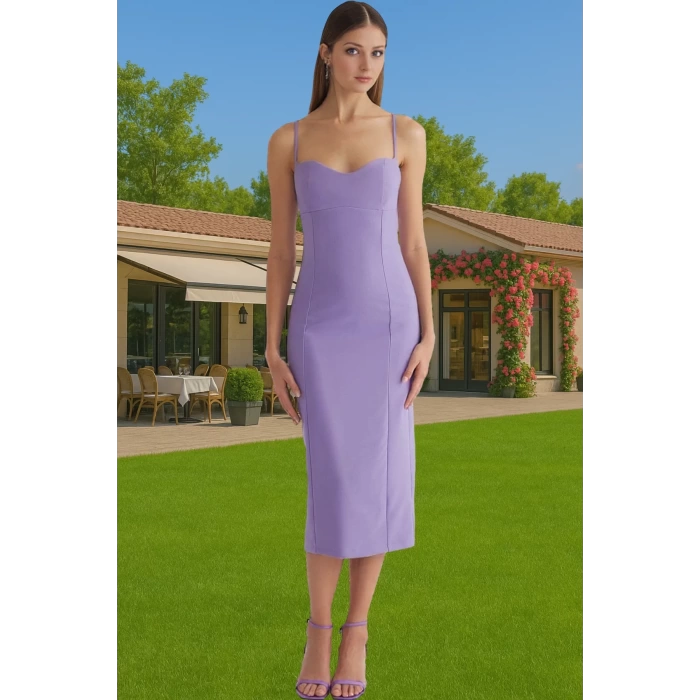 Şık Midi Boy Bodycon Abiye Elbise Dokuma Kumaştan Mezuniyet İçin Premium Kalite Özenle Seçilmiş