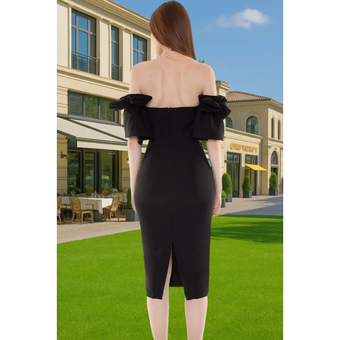 Şık Midi Boy Bodycon Abiye Elbise Polyester Karışımlı Yazlık Kokteyl Özel Tasarım Uzun Ömürlü