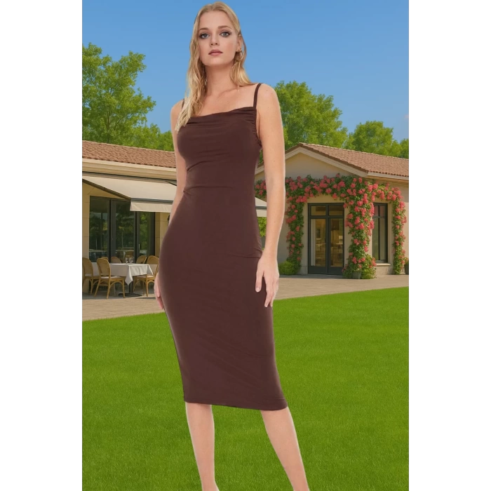 Şık Midi Boy Bodycon Elastan Örme Elbise Günlük Ve Özel Günler İçin Rahat Ve Şık Şık Görünüm