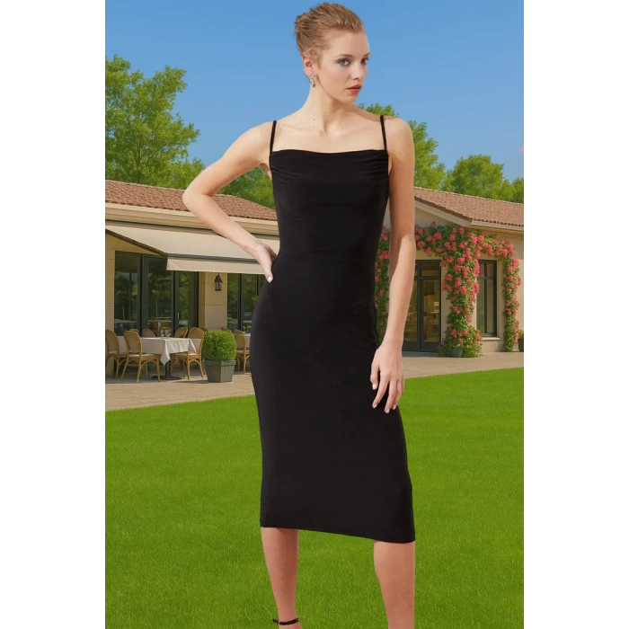 Şık Midi Boy Bodycon Elastan Örme Elbise Günlük Ve Özel Günler İçin Rahat Ve Şık Şık Görünüm