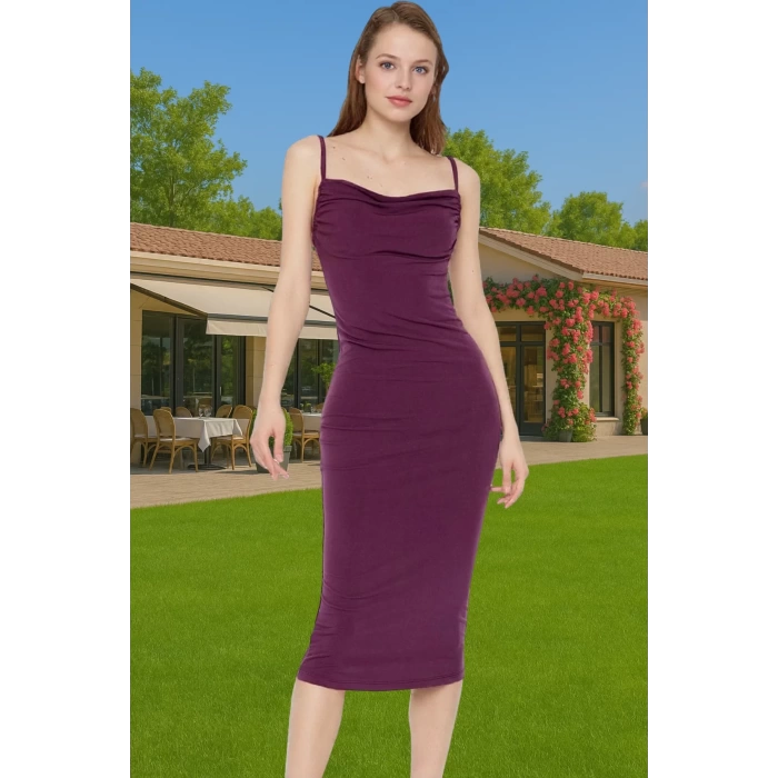 Şık Midi Boy Bodycon Elastan Örme Elbise Günlük Ve Özel Günler İçin Rahat Ve Şık Şık Görünüm