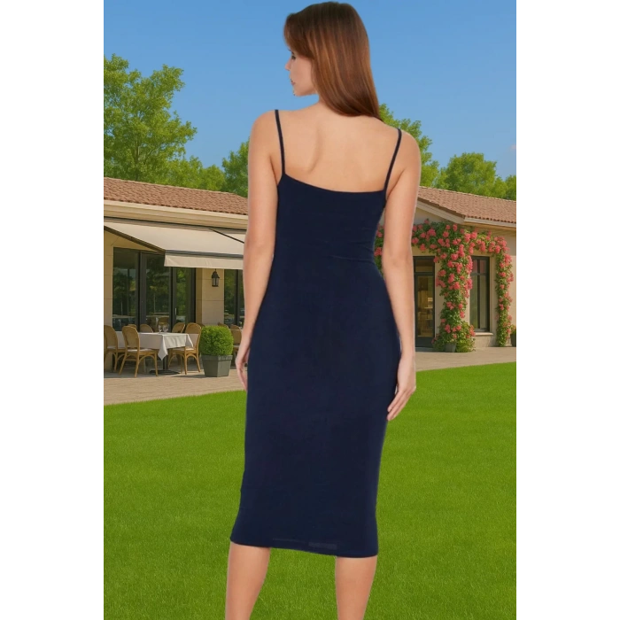 Şık Midi Boy Bodycon Elastan Örme Elbise Günlük Ve Özel Günler İçin Rahat Ve Şık Şık Görünüm