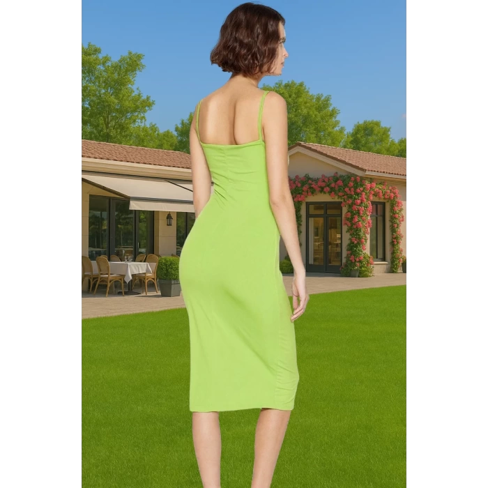 Şık Midi Boy Bodycon Elastan Örme Elbise Günlük Ve Özel Günler İçin Rahat Ve Şık Şık Görünüm