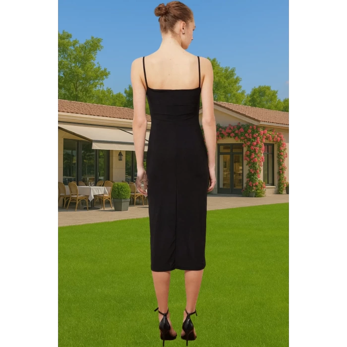 Şık Midi Boy Bodycon Elastan Örme Elbise Günlük Ve Özel Günler İçin Rahat Ve Şık Şık Görünüm
