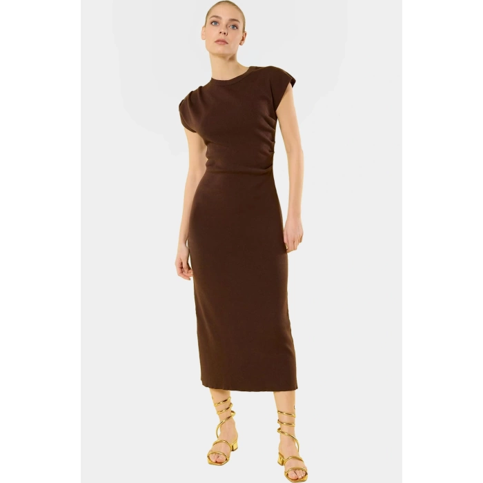 Şık Midi Triko Elbise Bodycon Kalıp Günlük Kullanım Görünüm İçin