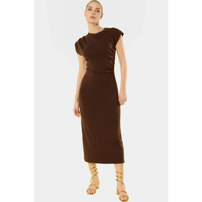 Şık Midi Triko Elbise Bodycon Kalıp Günlük Kullanım Görünüm İçin