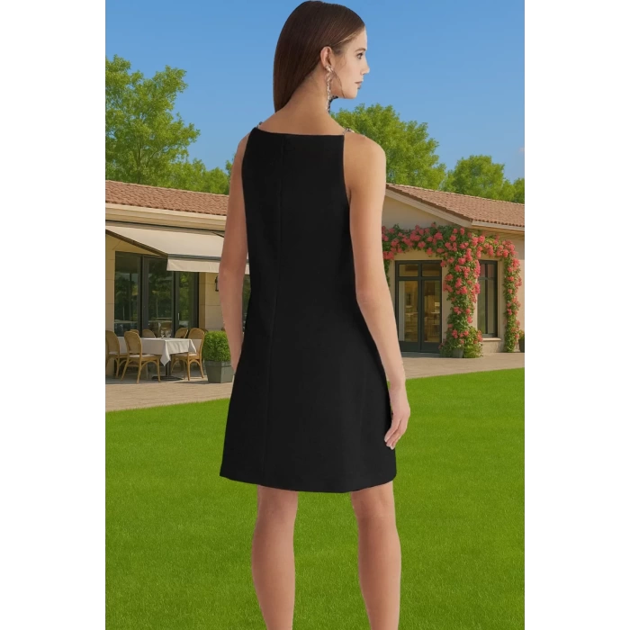 Şık Mini Abiye Elbise A Line Kalıp Taş Detaylı Polyester Yazlık Mükemmel Uyum Seçkin Malzeme
