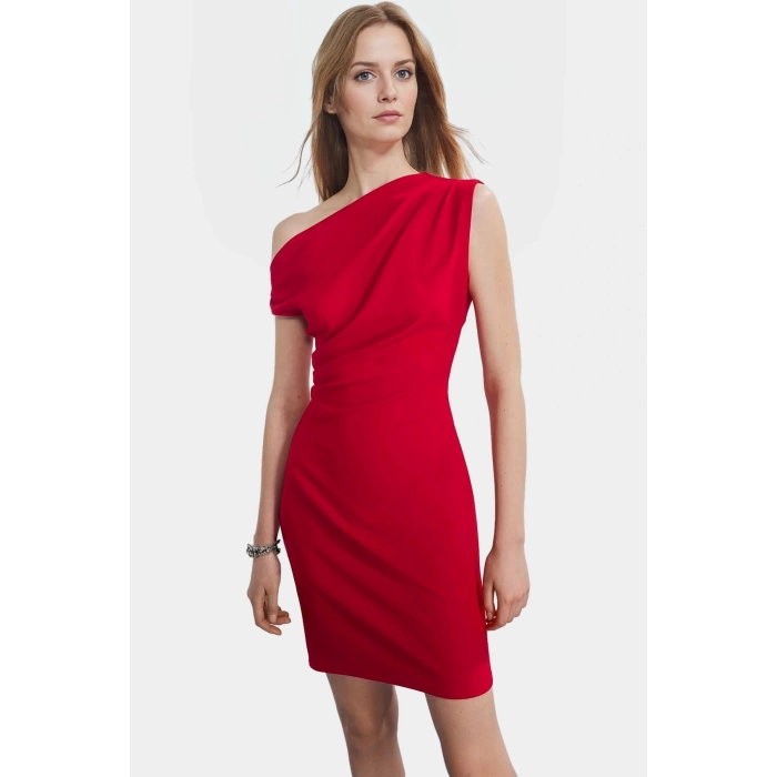Şık Mini Elbise 90 cm Boy Finike Dokuma Bodycon Kesim Profesyonel Görünüm Rahat Ve
