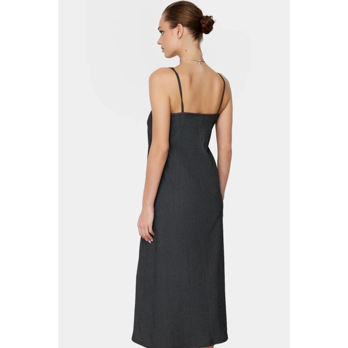 Şık Örme Midi Elbise Rahat Kalıp Yazlık Günlük Kombin Kullanım Mükemmel Uyum Modern Stil