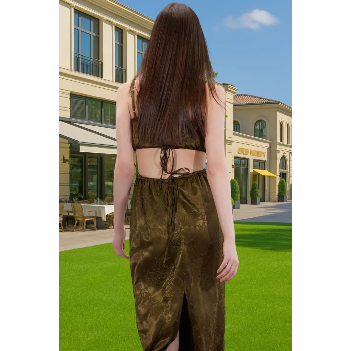 Şık Saten Abiye Elbise Askılı Midi Boy Fitted Kalıp Şık Görünüm Seçkin Malzeme Premium Kalite
