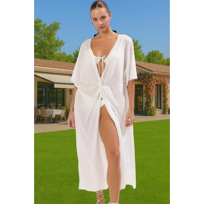 Şık Tek Kol Maxi Plaj Elbisesi Viskoz Kumaş Rahat Kalıp Konforlu Kesim Premium Kalite Modern Stil