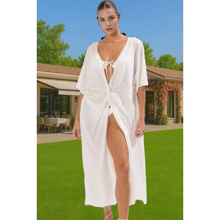 Şık Tek Kol Maxi Plaj Elbisesi Viskoz Kumaş Rahat Kalıp Konforlu Kesim Premium Kalite Modern Stil