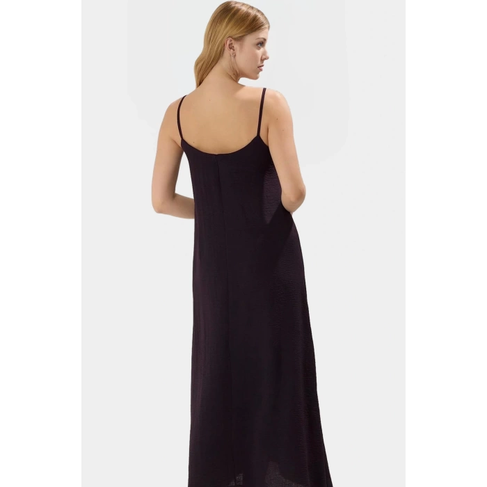 Şık V Yaka Kolsuz Maxi Elbise 130cm Boy Polyester Dokuma Rahat Seçkin Malzeme