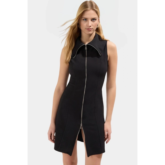 Şık ve Rahat Dokuma Mini Elbise Polyester Elastan Karışımı Kaliteli İşçilik Dayanıklı Malzeme