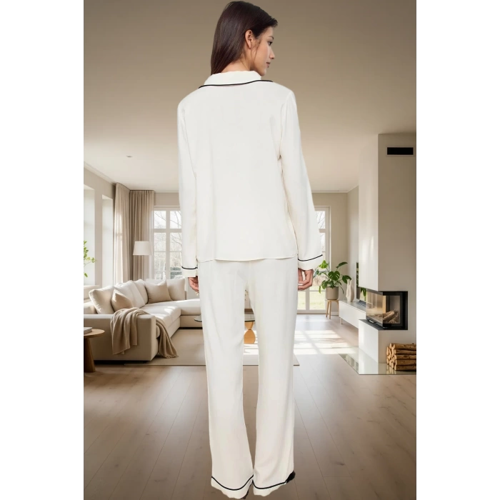 Şık ve Rahat Kışlık Pijama Takımı; 100% Viskon Regular Fit Trend Tasarım