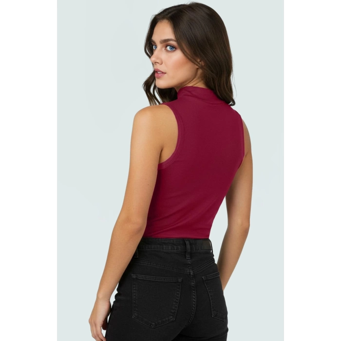 Şık ve Rahat Kolsuz Bluz Viskoz Ribana Kumaş Renk Fitted Kalıp Uzun Ömürlü