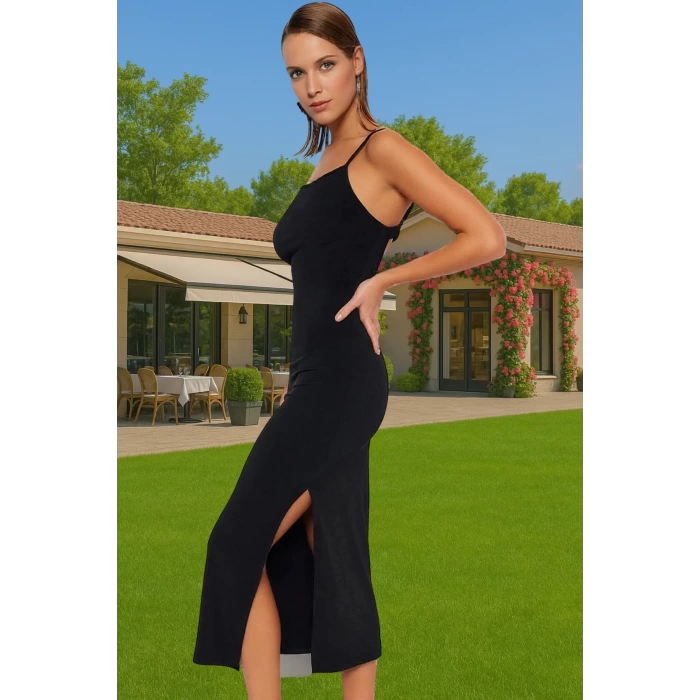 Şık Vücut Şekillendirici Maxi Elbise Örme Polyester Kumaş Yazlık Günlük Kullanım İçin Yüksek Kalite