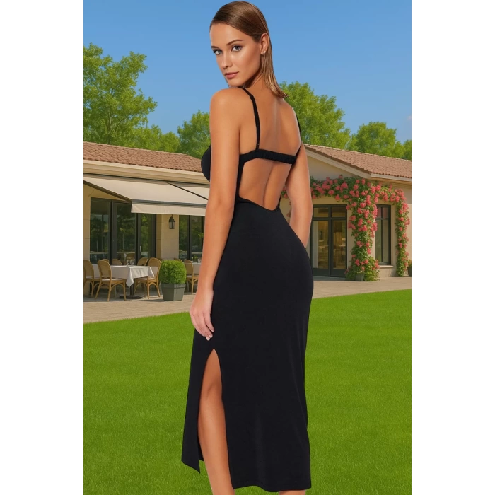 Şık Vücut Şekillendirici Maxi Elbise Örme Polyester Kumaş Yazlık Günlük Kullanım İçin Yüksek Kalite