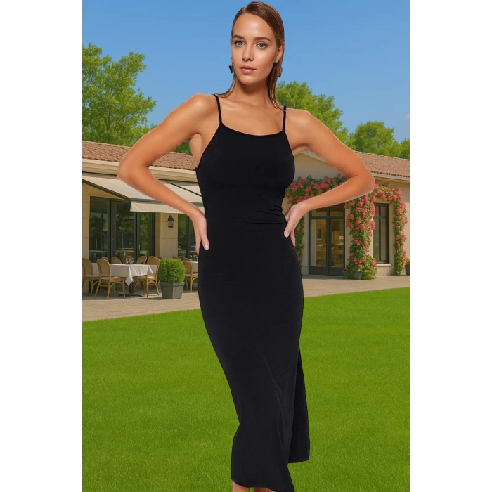 Şık Vücut Şekillendirici Maxi Elbise Örme Polyester Kumaş Yazlık Günlük Kullanım İçin Yüksek Kalite
