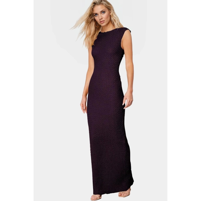 Şık Yazlık Örme Midi Elbise Bodycon Kalıp Kayık Yaka Esnek Kumaş Rahat Ve