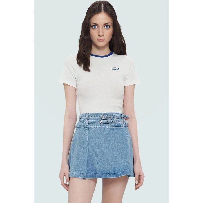 Slogan Nakışlı Bluz %70 Polyester %29 Pamuk Yazlık Kısa Kol Rahat Ve Şık Kaliteli İşçilik