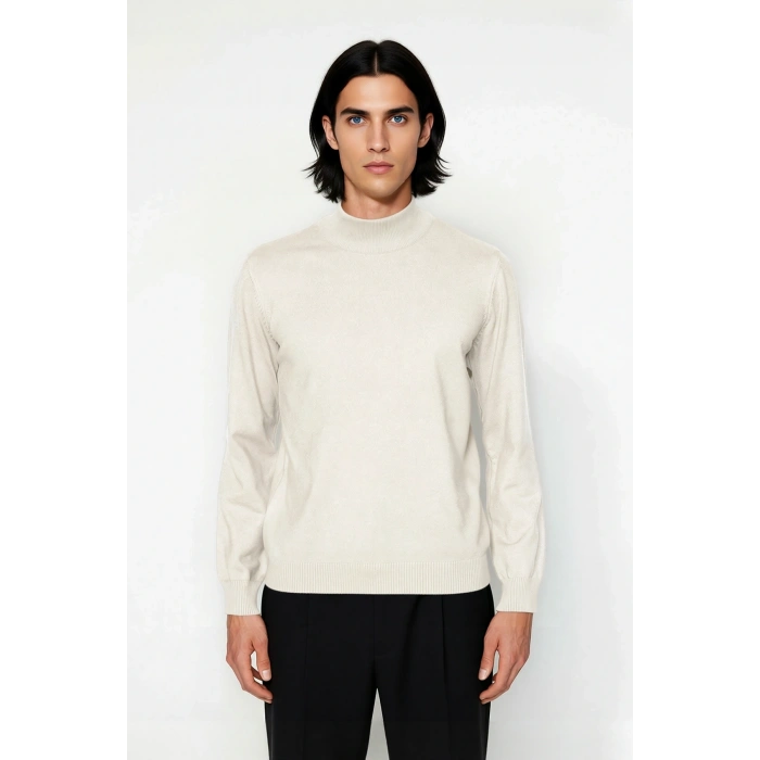 Soğuk Havaların Vazgeçilmezi Erkek Regular Fit Triko Kazak Dik Yaka Konforlu Düz Tasarım Kaliteli