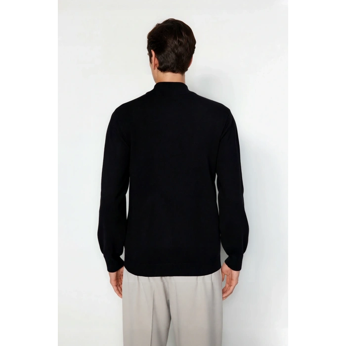 Soğuk Havaların Vazgeçilmezi Erkek Regular Fit Triko Kazak Dik Yaka Konforlu Düz Tasarım Kaliteli