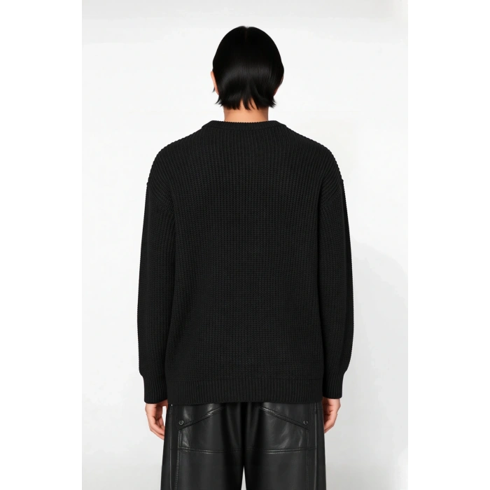 Soğuk Kış Günleri İçin Erkek Oversize Kalıp Bisiklet Yaka Rahat Triko Kazak Basic Stil Kaliteli