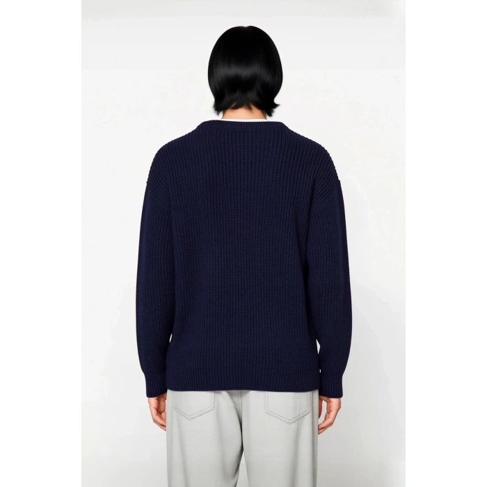 Soğuk Kış Günleri İçin Erkek Oversize Kalıp Bisiklet Yaka Rahat Triko Kazak Basic Stil Kaliteli