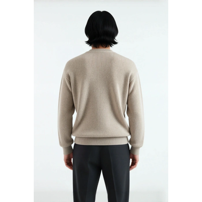 Soğuk Kış Günleri İçin Erkek Oversize Kalıp Bisiklet Yaka Rahat Triko Kazak Basic Stil Kaliteli