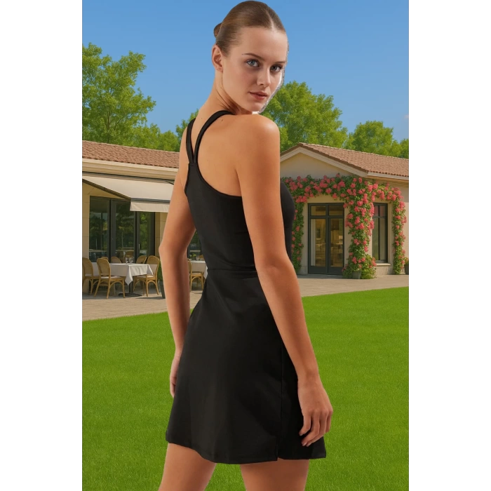 Spor Şık Mini Elbise İçi Şortlu Örme Kumaş Yaz Sporları İçin Uzun Ömürlü Şık Görünüm Mükemmel Uyum