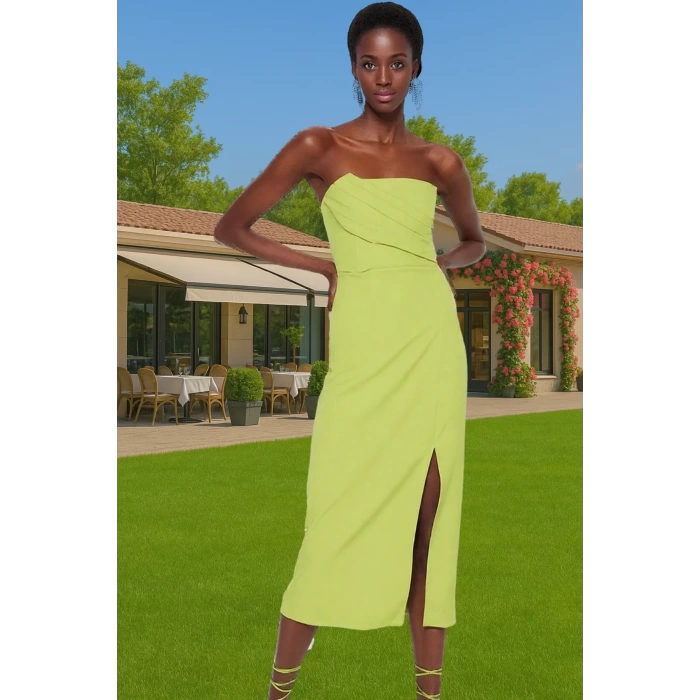 Straplez Bodycon Finike Dokuma Abiye Elbise Seçkin Malzeme Modern Stil Zarifane Tasarım Şık Görünüm