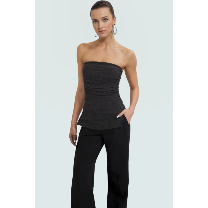 Straplez Fitted Örme Bluz Günlük Şıklık İçin Seçkin Malzeme Dayanıklı Özel Tasarım