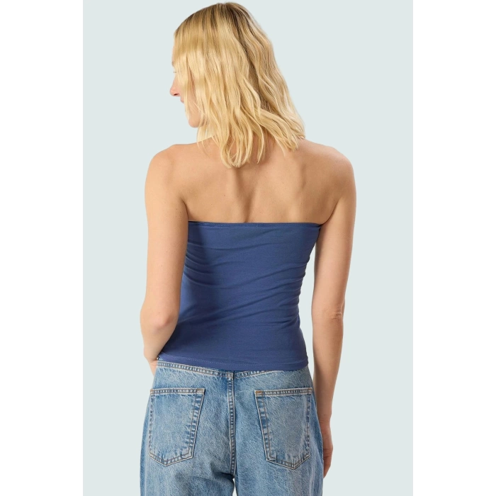 Straplez Örme Bluz Fitted Kalıp Pamuklu Kumaş Rahat Günlük Stil Şık Görünüm Uzun Ömürlü