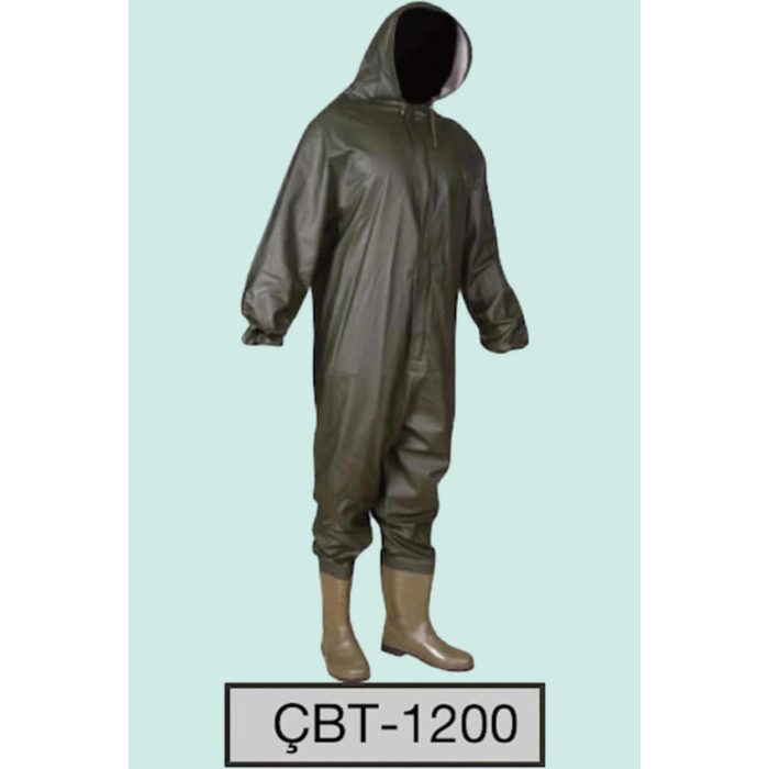 Su Geçirmez Tulum Takım CBT1200 Balıkçılık ve Şantiye 1200 Yerli Çizme Kapüşonlu Boy Çbt