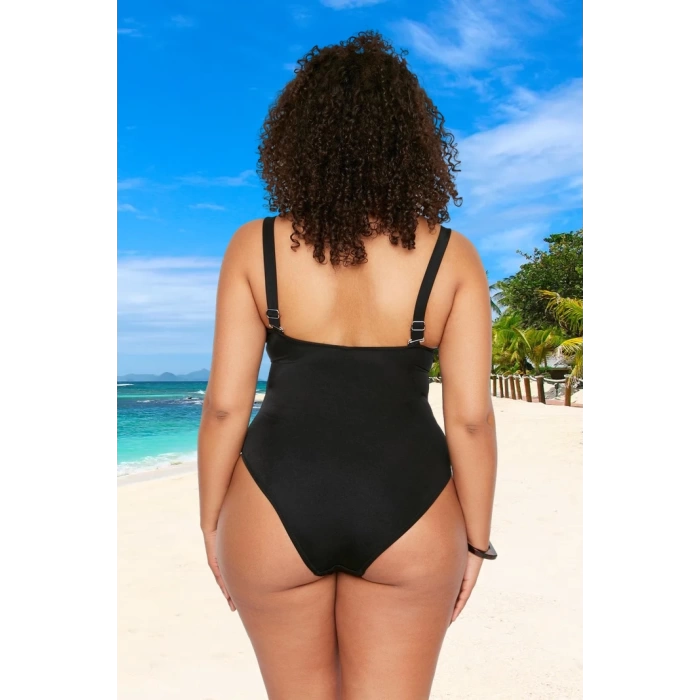 Tam Koruma Sağlayan Konforlu Plus Size Mayo Bağlamalı Tasarım Büyük Beden Battal Boy
