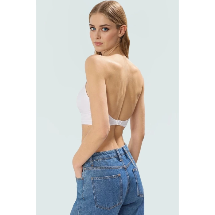 Taş Detaylı Denim Super Crop Bluz Yaz Partileri İçin Trend Tasarım Yüksek Kalite