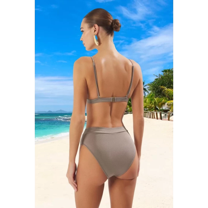 Tasarım Bikini Takımı Esnek Kumaş Özel Şık Detaylı Ergonomik Kesim Plaj Ve Havuz İçin