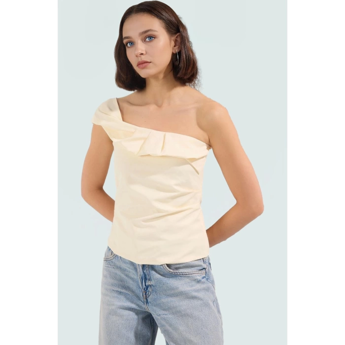 Tek Omuzli Terrycotton Bluz Regular Kalip Yazlik Casual Tarz Modern Stil Kaliteli İşçilik