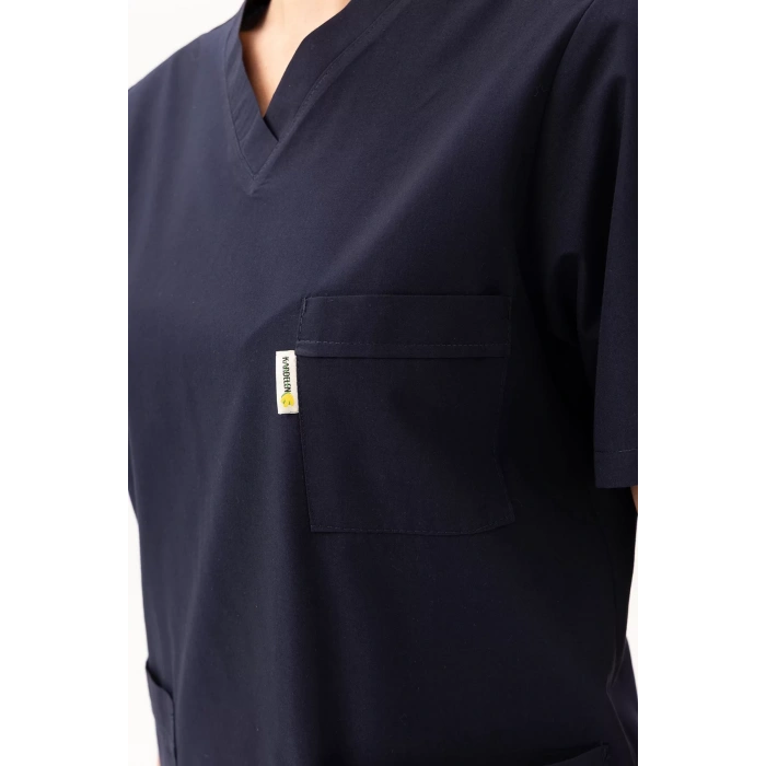 Terycotton V Yaka Bordosu Sağlık Üniforması Santolina Üniforma Doktor Hemşire Çalışanları İçin