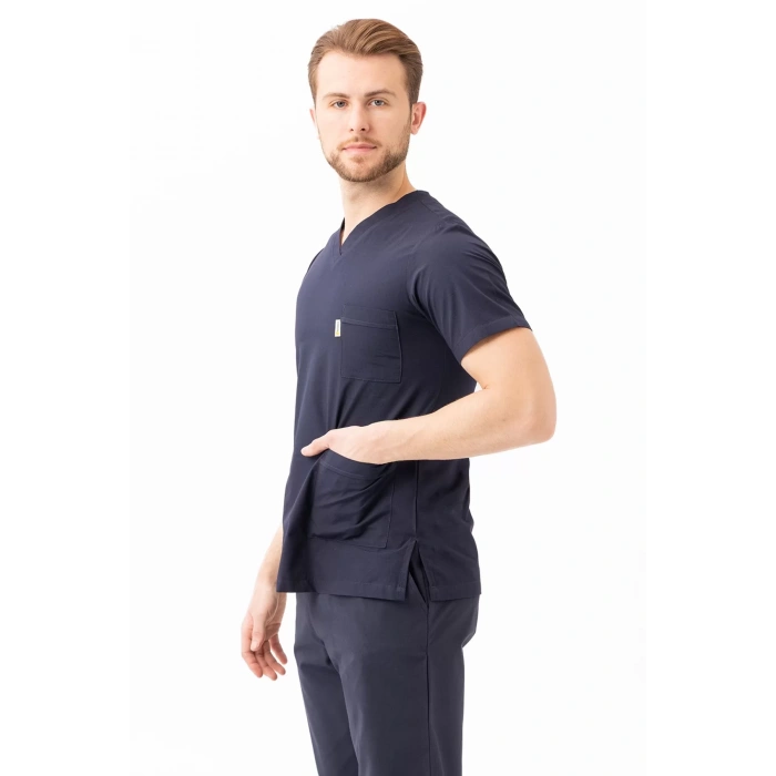 Terycotton V Yaka Bordosu Sağlık Üniforması Santolina Üniforma Doktor Hemşire Çalışanları İçin