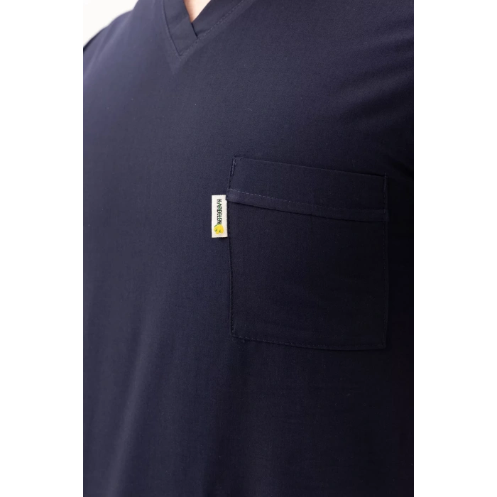 Terycotton V Yaka Bordosu Sağlık Üniforması Santolina Üniforma Doktor Hemşire Çalışanları İçin