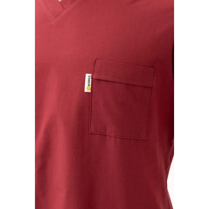 Terycotton V Yaka Bordosu Sağlık Üniforması Santolina Üniforma Doktor Hemşire Çalışanları İçin