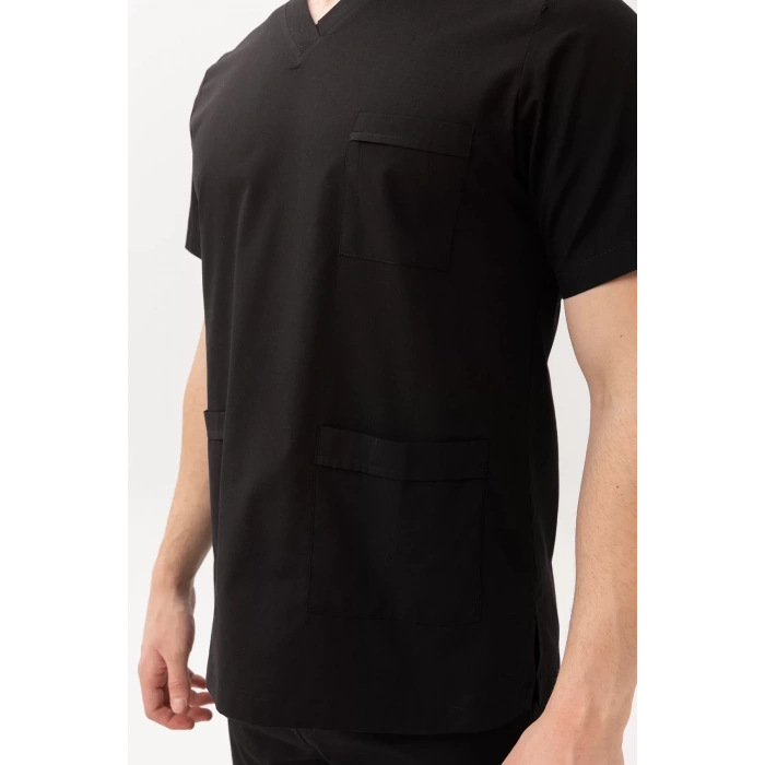 Terycotton V Yaka Bordosu Sağlık Üniforması Santolina Üniforma Doktor Hemşire Çalışanları İçin