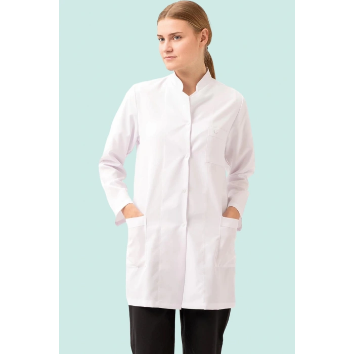 Tıbbi Kadın Uzun Kollu Laboratuvar Önlüğü Adiantum Doktor Öğretmen Rahat Kesim