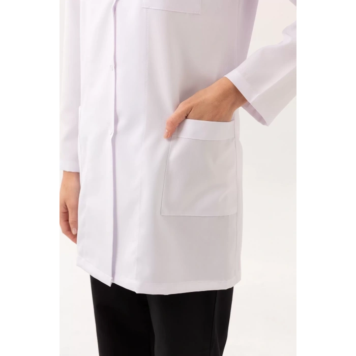 Tıbbi Kadın Uzun Kollu Laboratuvar Önlüğü Adiantum Doktor Öğretmen Rahat Kesim