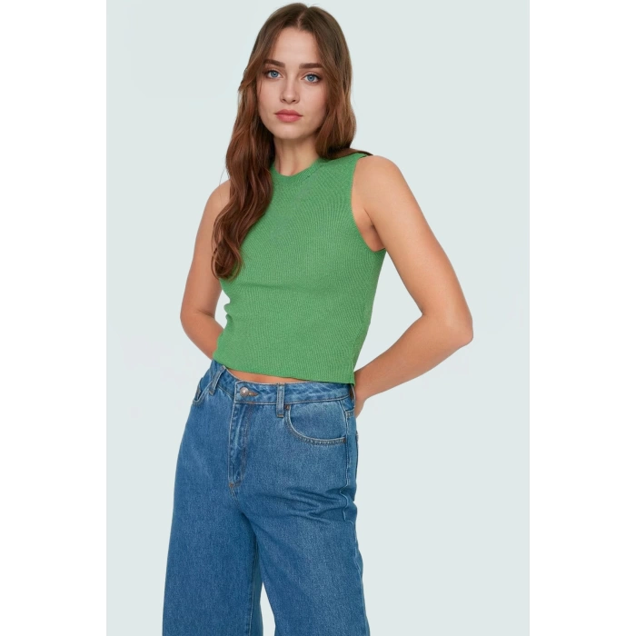 Triko Bluz Bisiklet Yaka Kolsuz Rahat Günlük Yazlık Modern Stil Seçkin Malzeme