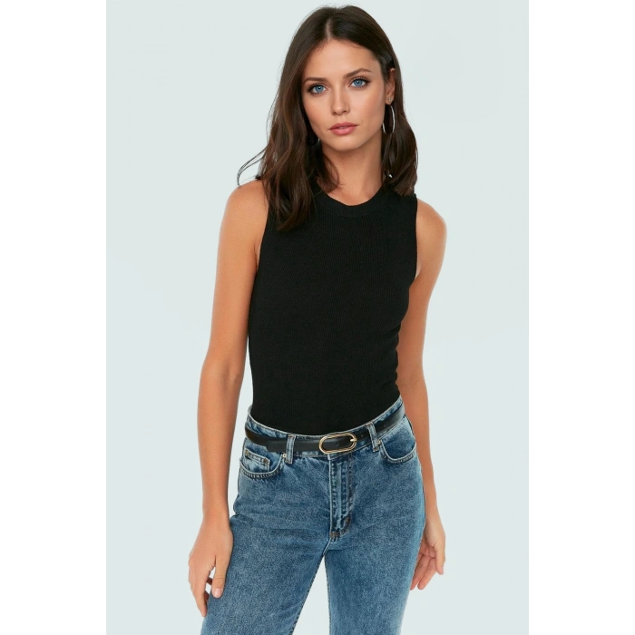 Triko Bluz Bisiklet Yaka Kolsuz Rahat Günlük Yazlık Modern Stil Seçkin Malzeme